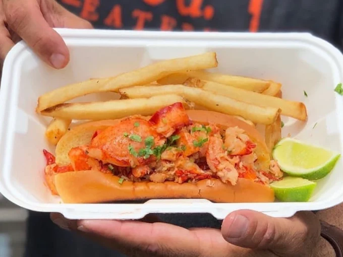 Lobster roll with fries from Fed Eatery